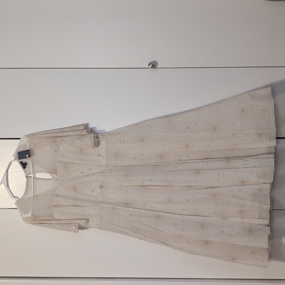 Celestial Midi Mesh Flutter Sleeve Dress